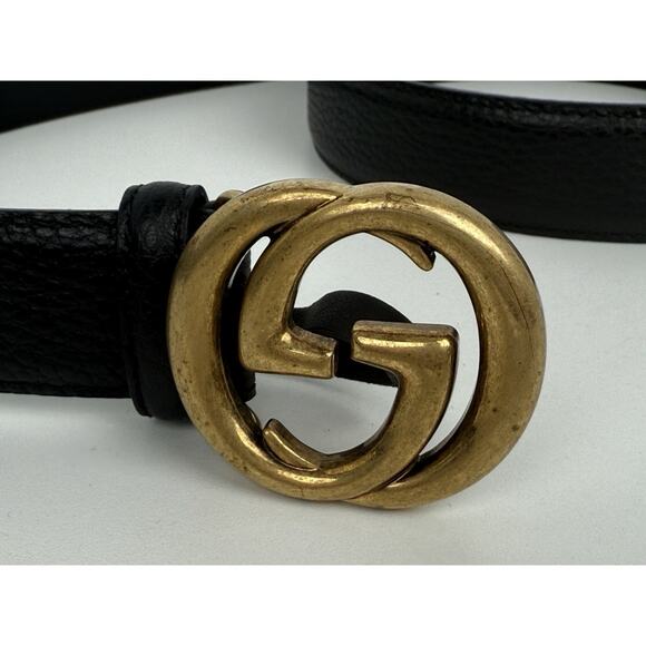 Gucci GG Marmont Thin Leather Belt with Gold Hardware, 39" - Picture 3 of 6